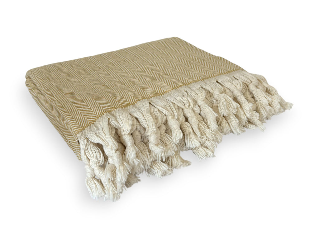 Anza Mustard Herringbone Throw