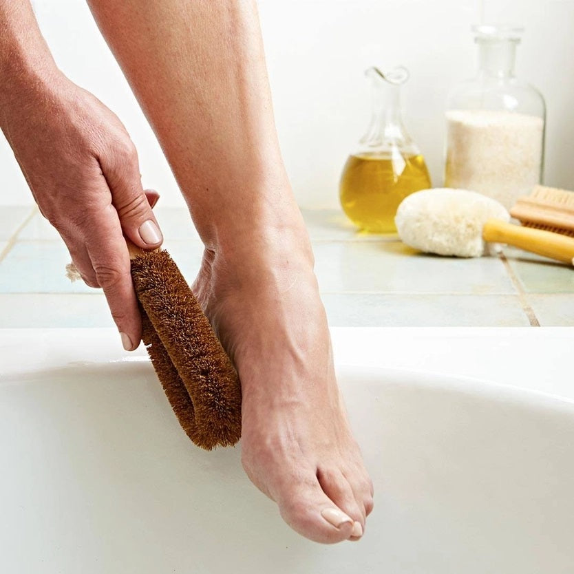 Brushing foot with Eco Max Hard Bristle Foot Brush 